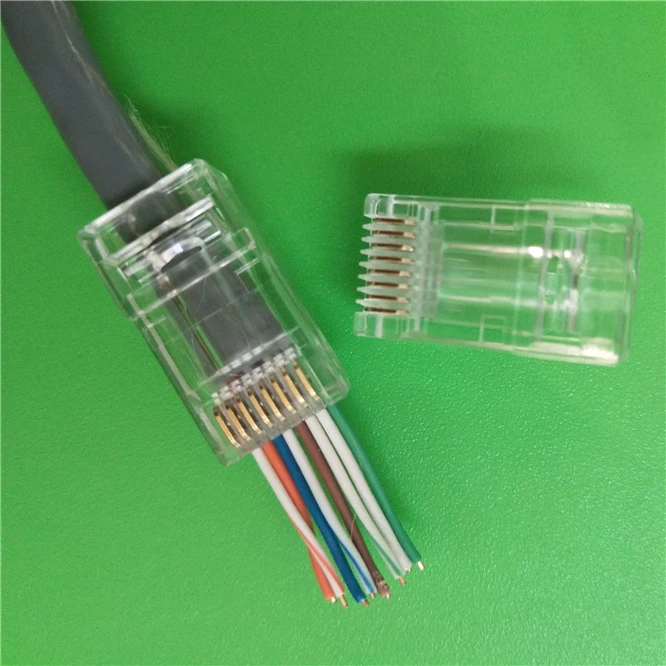 50 шт. RJ45 разъем CAT6 RJ 45 ethernet-кабель штекер utp 8P8C сеть 8pin Неэкранированные сквозные