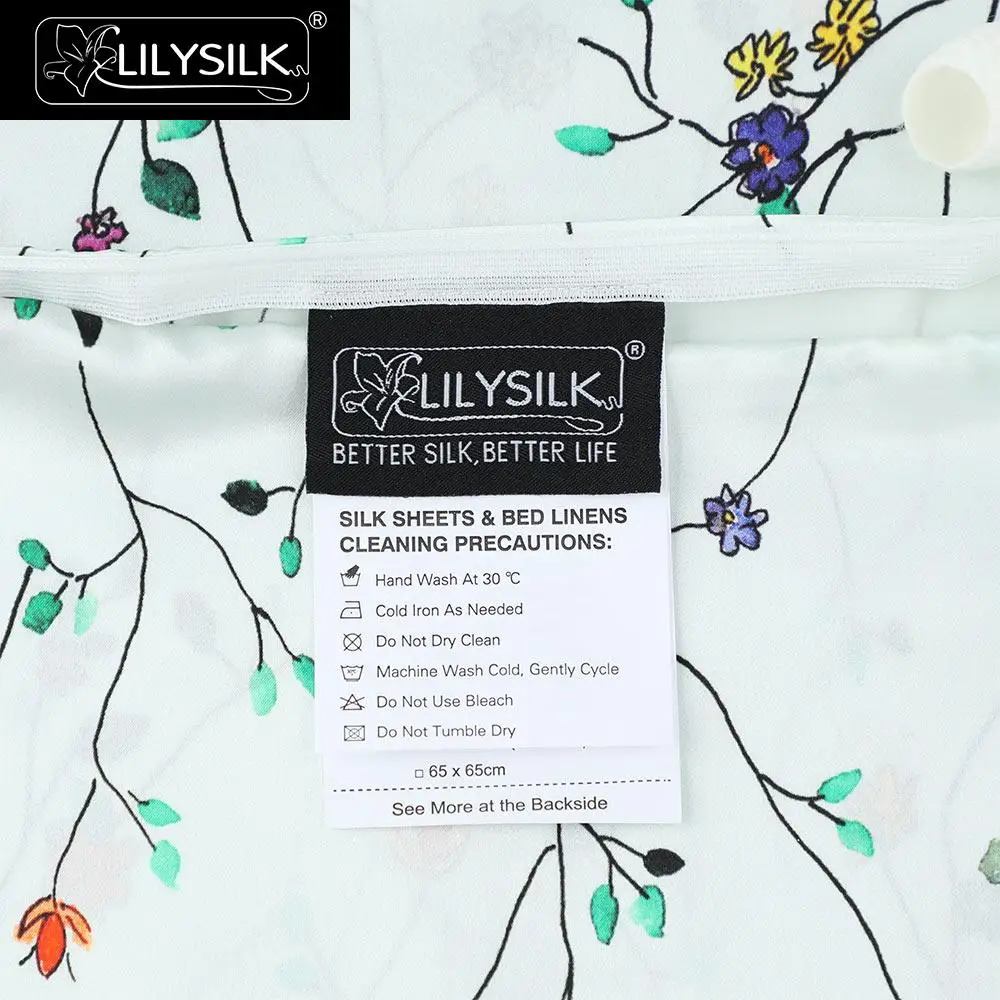 Наволочка LilySilk, 19 Momme, чистый 100 шелк, натуральный шелк, для волос, свежий весенний принт, на молнии, тутового цвета, роскошная красота