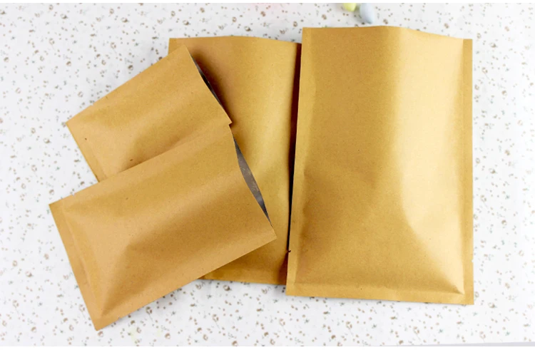 Пластиковая алюминиевая фольга плоский пакет коричневая крафт бумага