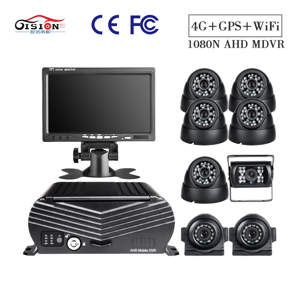 GISION 8CH 4G GPS WIFI HDD Mdvr комплект с 8 шт. CCTV камерой 7 дюймовый VGA монитор для грузовика