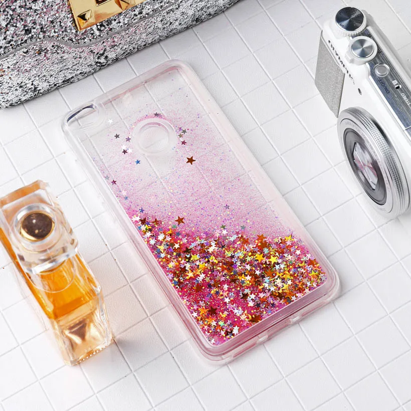 Чехол с динамической жидкостью для huawei P8 P9 Lite P10 PLUS, чехол с блестящим Бампером для Honor 8 Lite Pro 6X 5X 4x Nova 2 mate 9 G8, чехлы - Цвет: Rose Star
