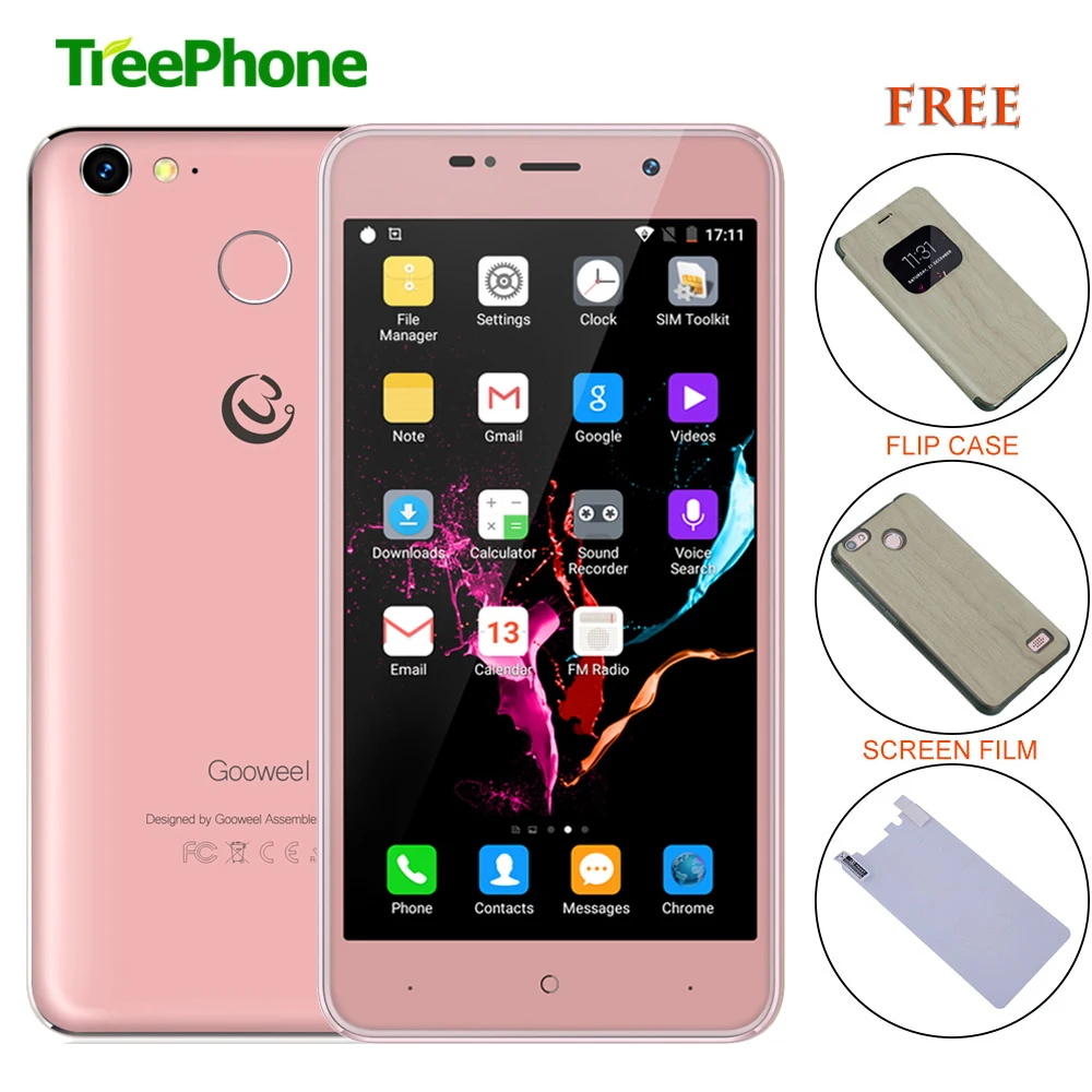 Бесплатный Флип Чехол Gooweel M15 4 г смартфон отпечатков пальцев MTK6737 Quad core 5 0 дюймов ips