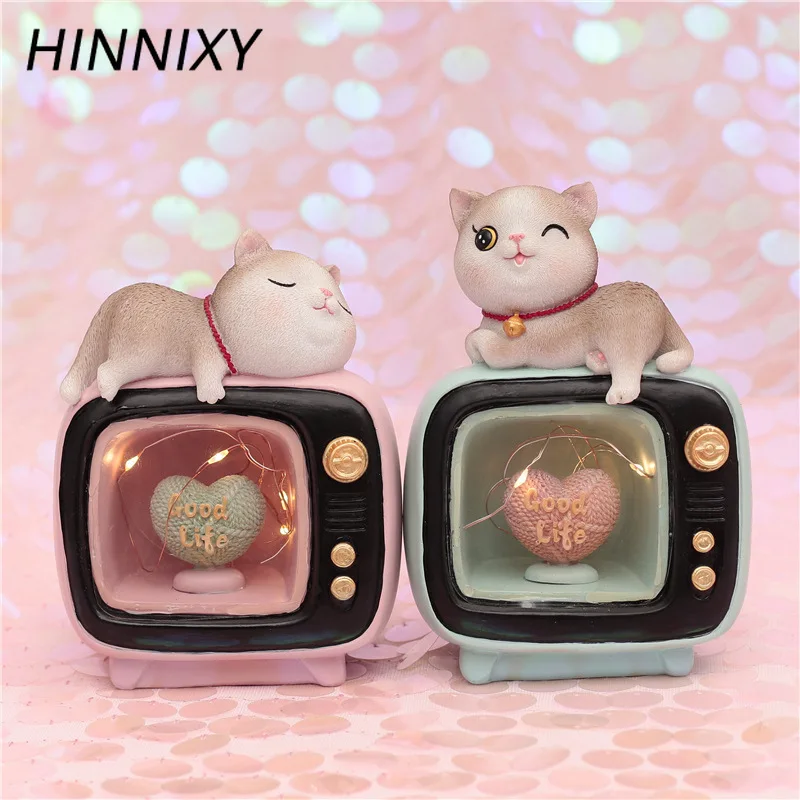 Hinnixy Ретро смоляный ночник для девочек украшения спальни светящаяся ТВ лампа в