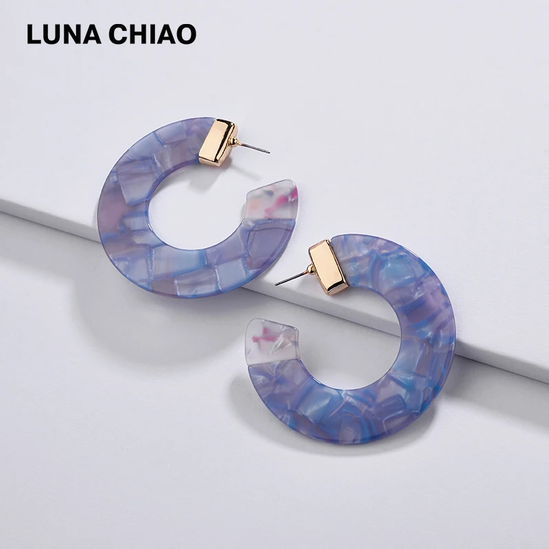 LUNA CHIAO Модные цветные акриловые большие серьги-кольца из смолы трендовые