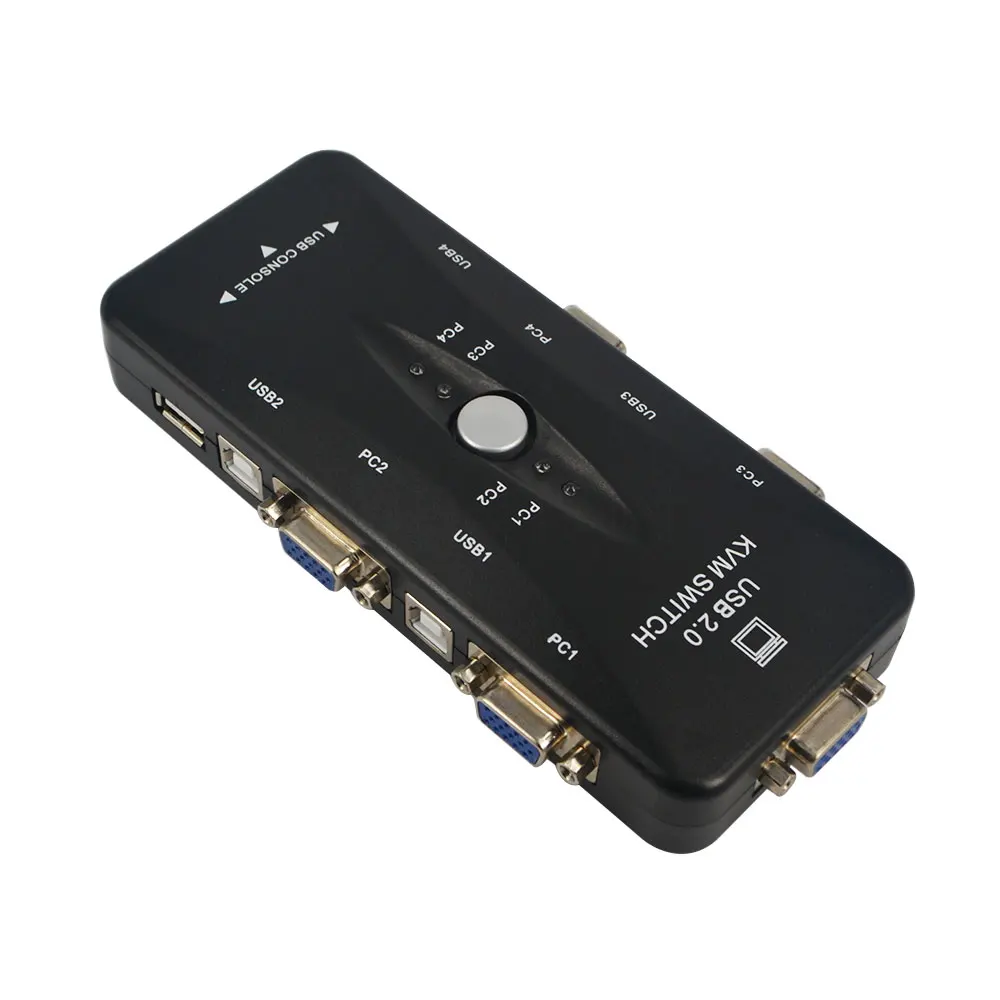 Kebidumei 4 порта USB 2 0 KVM VGA SVGA переключатель Hub Box селектор адаптер с шт. кабель для ПК