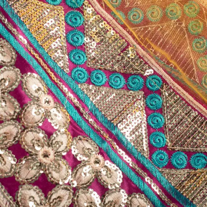 Индийский Sarees традиционный танцевальный костюм для девочек Lehenga Choli с вышивкой