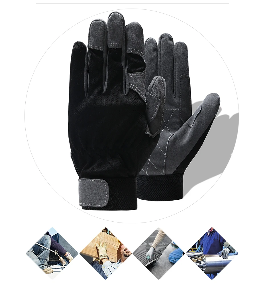QIANGLEAF Brand Safety Work Gloves Riding Black Gray Protection Working Glove Wholesale Free Shipping 6490