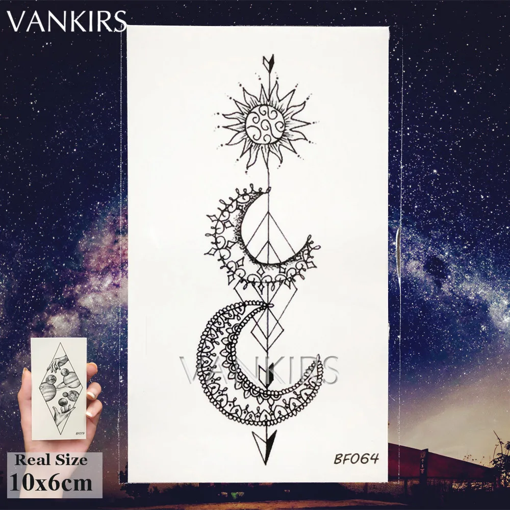 VBF064 Индийский серьги Henna Mandala временная татуировка Стикеры Для женщин тела Искусство Цветочный тату черный поддельной кружевной кулон Девушка "сделай сам", наклейка на Водонепроницаемый - Цвет: VBF064