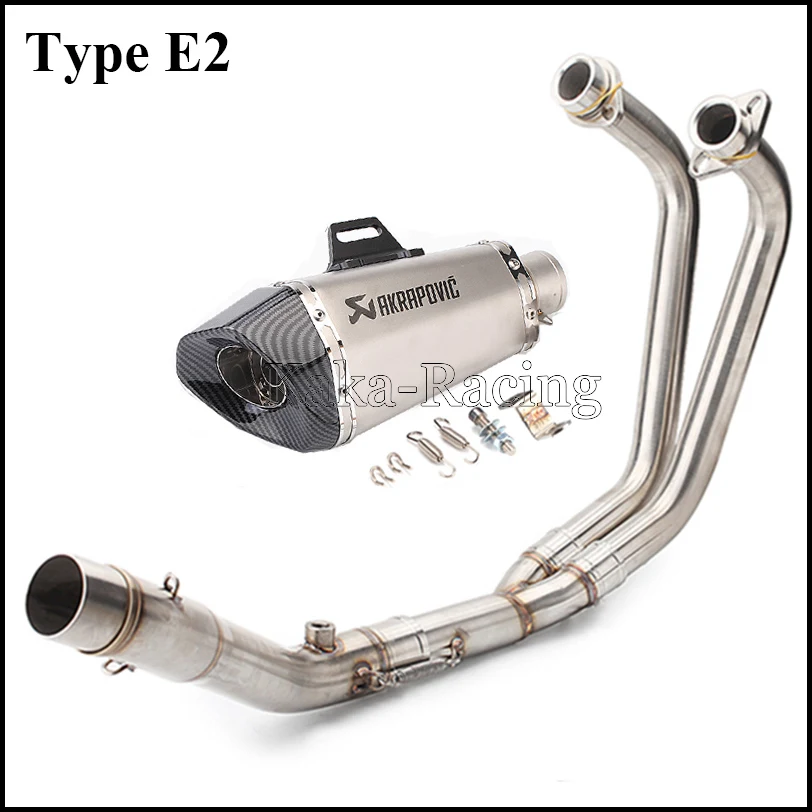 Type E2 MT-03 MT03 мотоцикл Akrapovic глушитель выхлопной трубы полная система скольжения Передняя средняя труба для Yamaha R3 YZF R25 - Цвет: Type E2