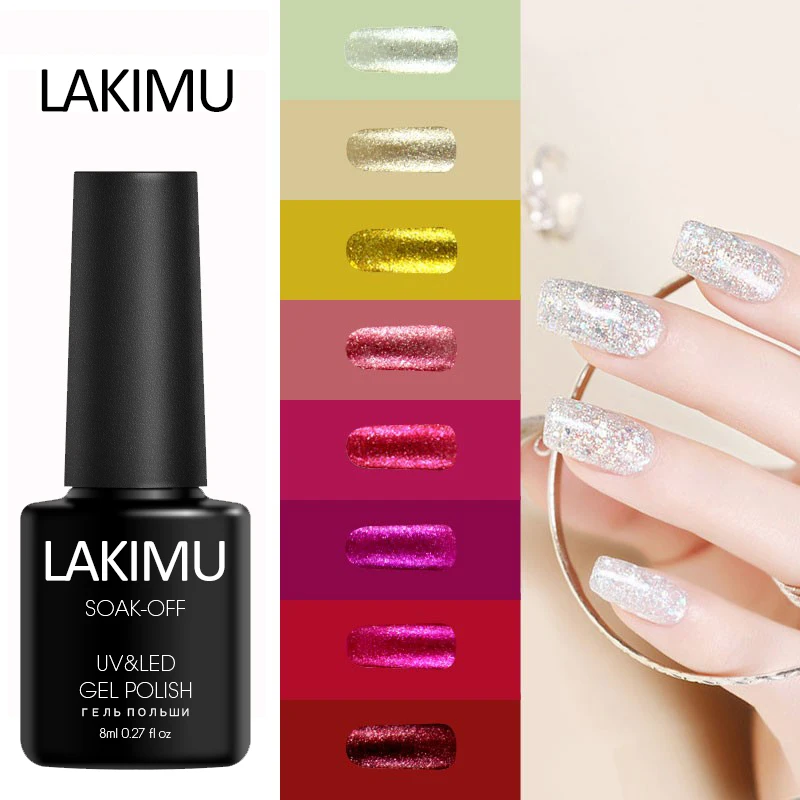 LAKIMU 8 мл Платиновый Звездный Гель лак для ногтей Блестящий полигель долговечный
