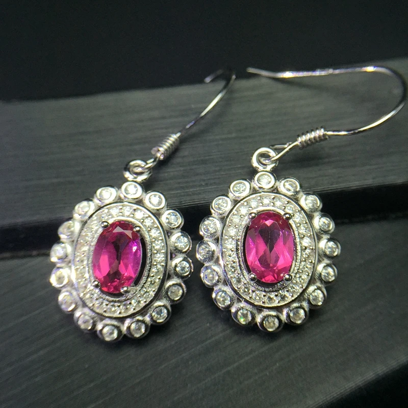

Tested Natural Pink Topaz Drop Earrings for Women, 4*6mm, 925 Sterling Silver Fine Jewelry with Velvet Box Certificate FR139