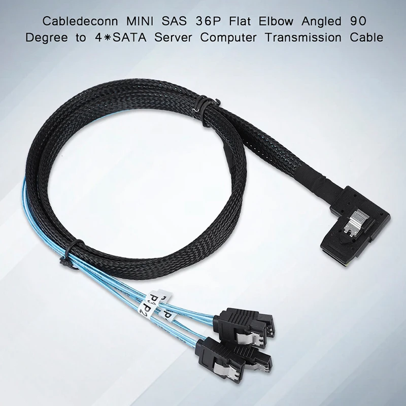 Cabledeconn sas sata кабель MiniSAS 36P SFF8087 90 градусов до 4 SATA 7 контактный локтя на жестком