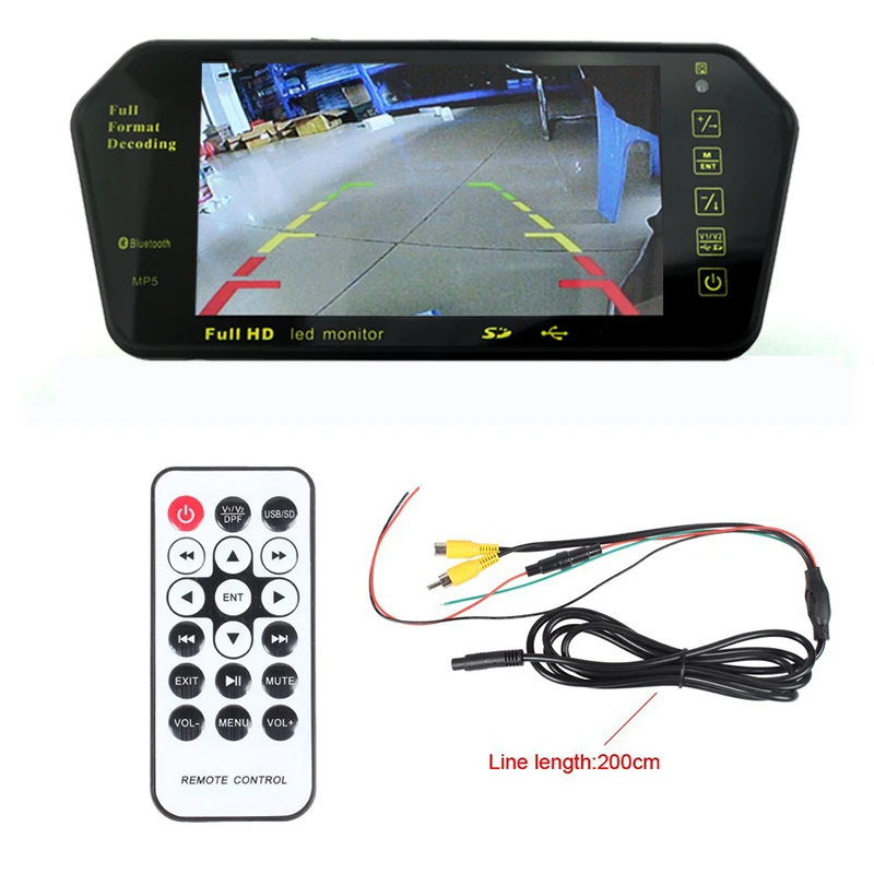 

New Arrival 7" Bluetooth MP5 MP4 LCD Car Rearview Mirror Monitor Remote support rear camera USB/TF FM transmitter reverse