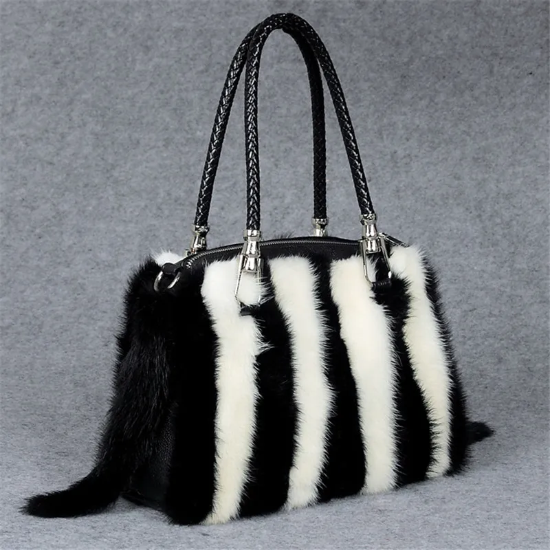 Модная норковая меховая сумка осенне-зимняя женская дизайнерская изготовленная