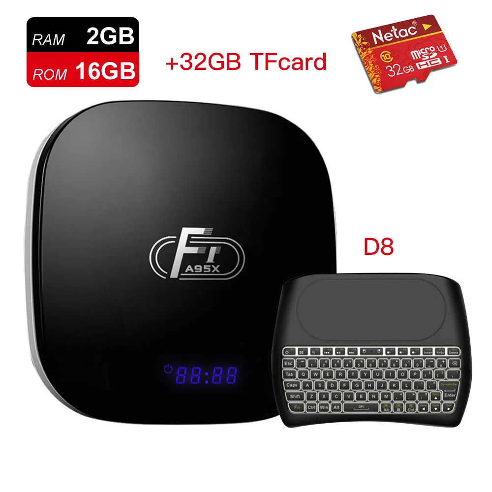 2GB 16GB D8 32TF EstgoSZ A95X F1 Android 8,1 Смарт ТВ коробка S905W Процессор Mali450 графический процессор 2 ГБ/16 ГБ 2,4 г WiFi 100 M LAN HDMI 2,0 новая дешевая приставка для телевизора - Цвет: 2GB 16GB D8 32TF