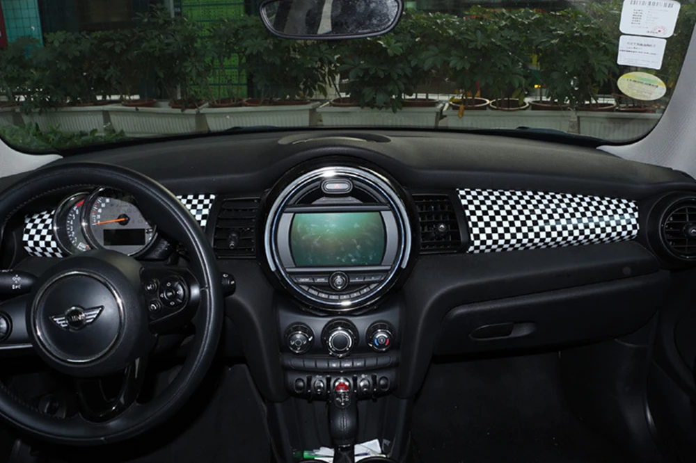 Checker Крышка приборной панели автомобиля F55 F56 накладка панели ПК наклейка украшение интерьера для Mini Cooper F55 F56 аксессуары - Название цвета: Checker