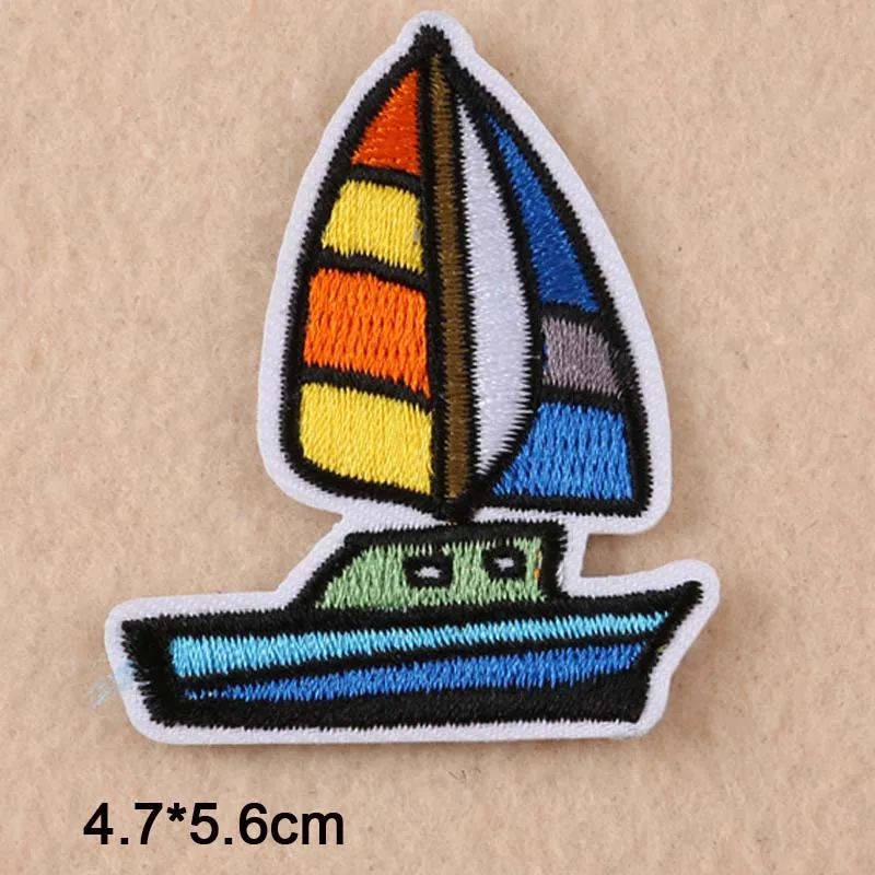 Мультяшная лодка корабль утюгом патч вышивка одежды для наклейки одежда