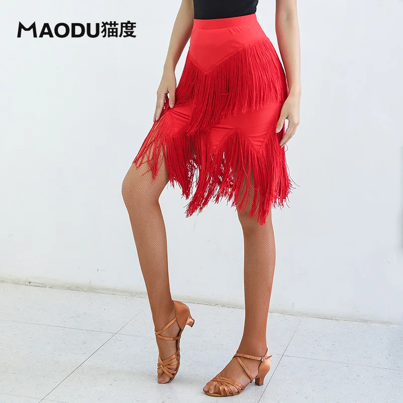 Fashion Tassel Irregular Sexy Modern Latin Dance Short Skirt for Woman/female,Ballroom Tango costume performance wears MD9308