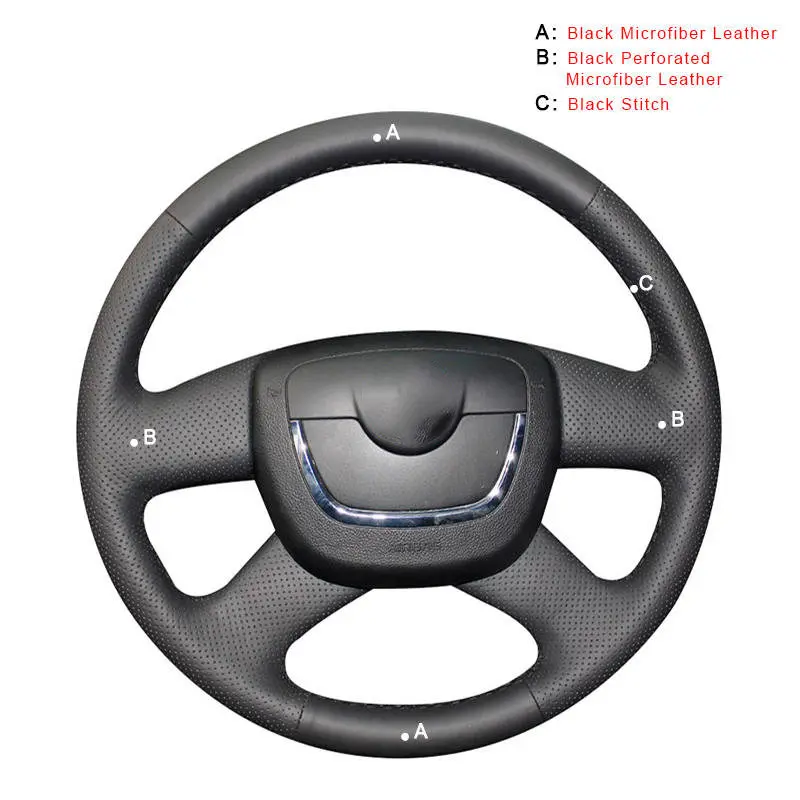 Автомобильная Оплетка на руль для Skoda Octavia a5 Superb 2012 2013 Fabia 2010- Yeti 2009-2013 Автомобильные колеса - Название цвета: Microfiber Leather