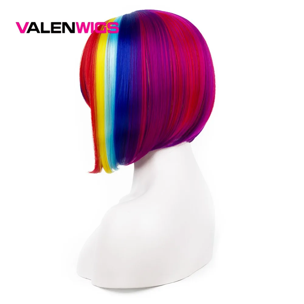 Valenwigs синтетический парик для женщин Красочные радужные прямые волосы средняя