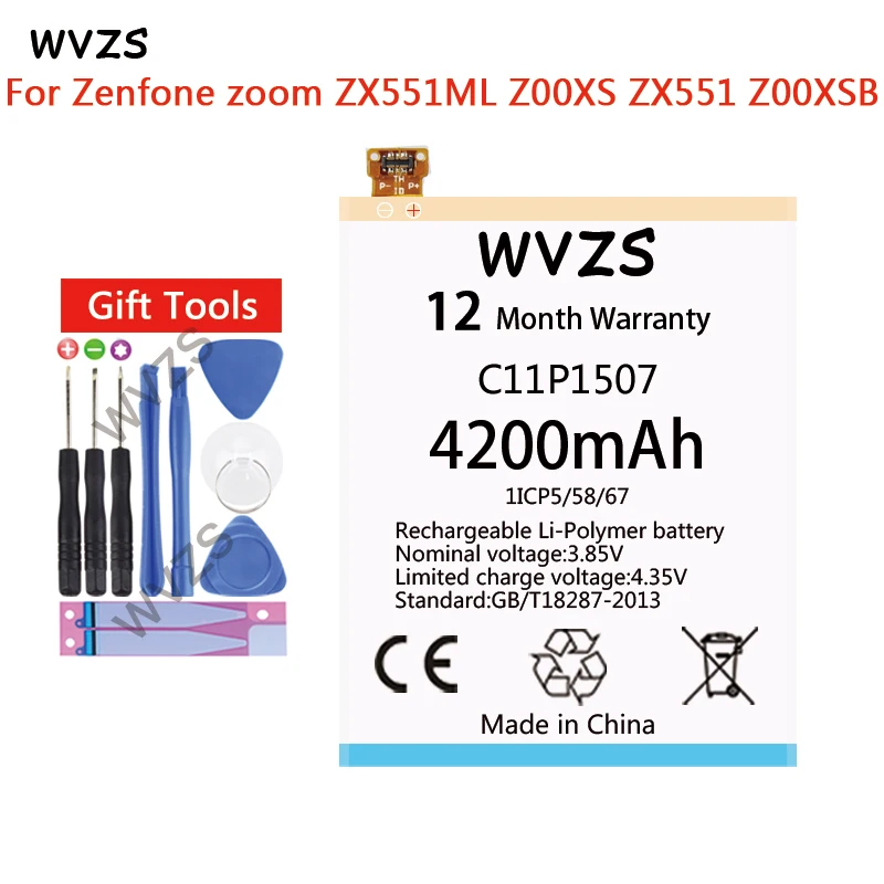 Wvzs 4200 mAh литий ионный аккумулятор C11P1507 для Asus zenfone zoom ZX551ML Z00XS ZX551 Z00XSB