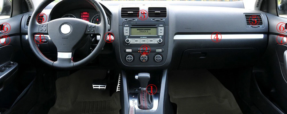 Для Volkswagen VW Golf 5 GTI MK5 внутренняя Центральная панель управления дверная ручка наклейки из углеродного волокна наклейки аксессуары для стайлинга автомобилей