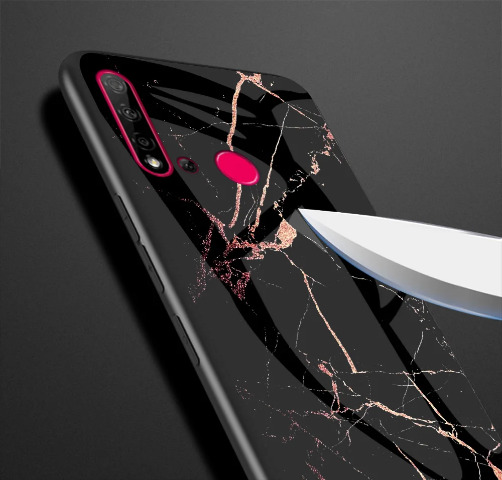 Модный чехол из закаленного стекла для huawei P20 Lite, мягкий силиконовый защитный чехол для телефона P20 Lite