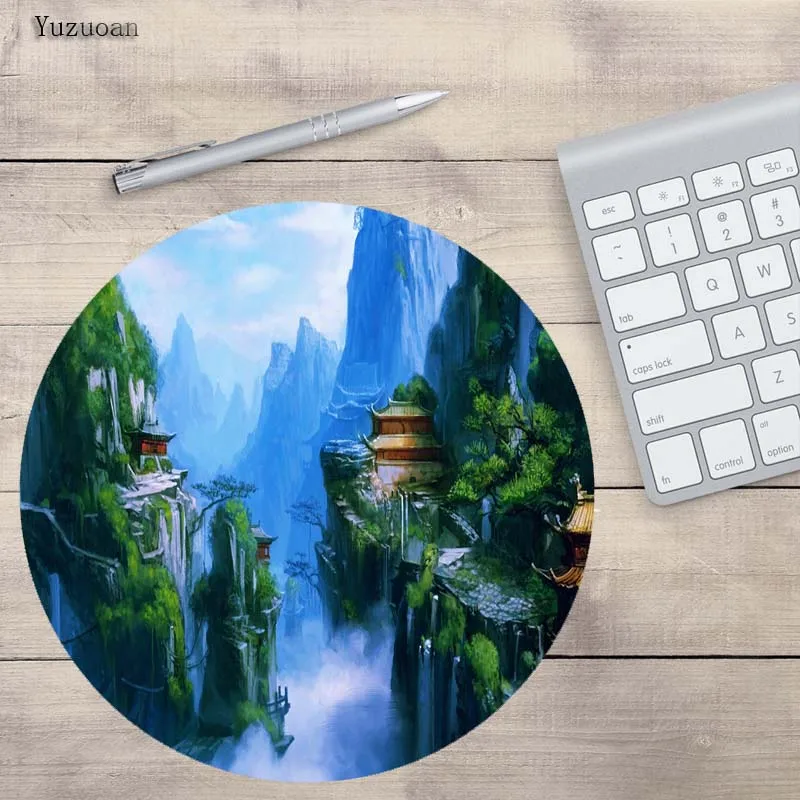 Yuzuoan красивый морской пейзаж 200x200 мм коврик notbook компьютерный круглый для мыши