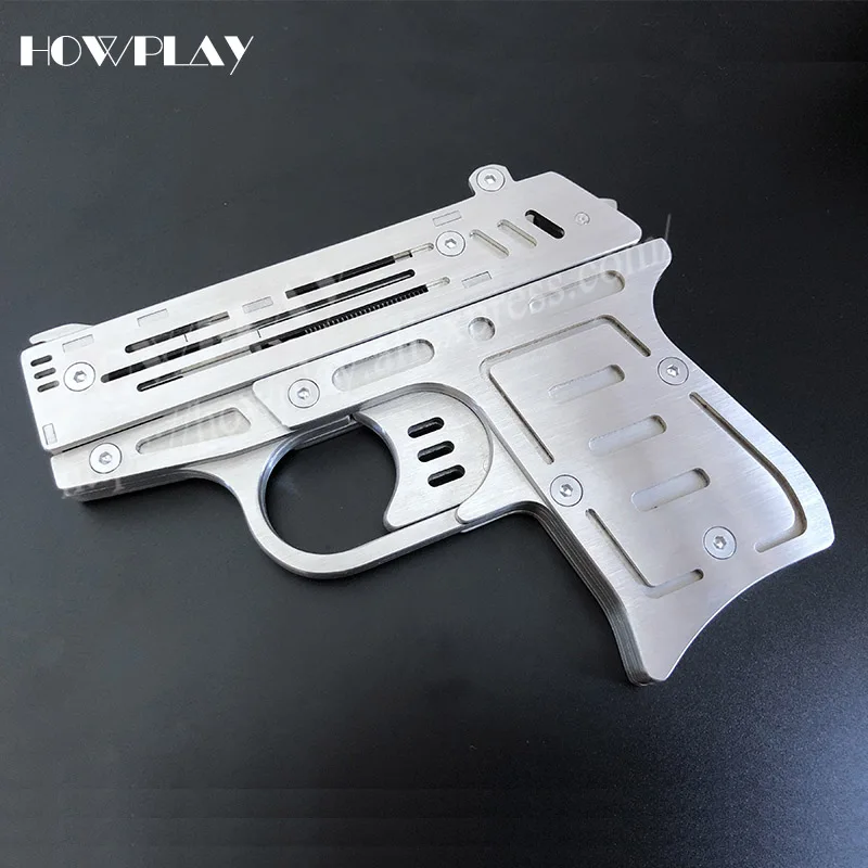 Howplay пистолет с резиновой лентой игрушка слайд стрельба игры из нержавеющей