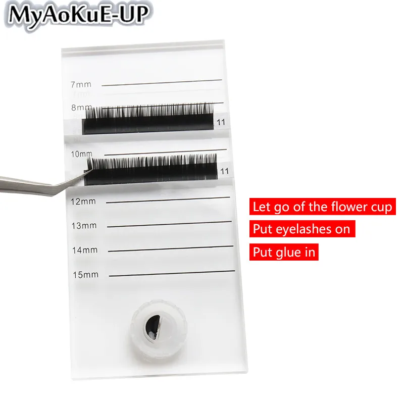 New Acrylic 2 in 1 Eyelashes Stand Blossom cup Pad Glue Pallet Lashes Holder with Tick Mark Extension Essential Tools | Красота и