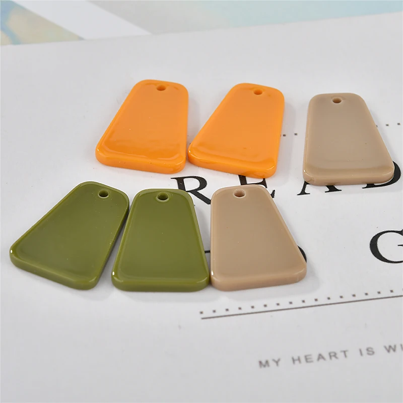 

New style 50pcs/lot color print geometry trapezoid shape resin beads diy jewelry earring/garment pendant accessory
