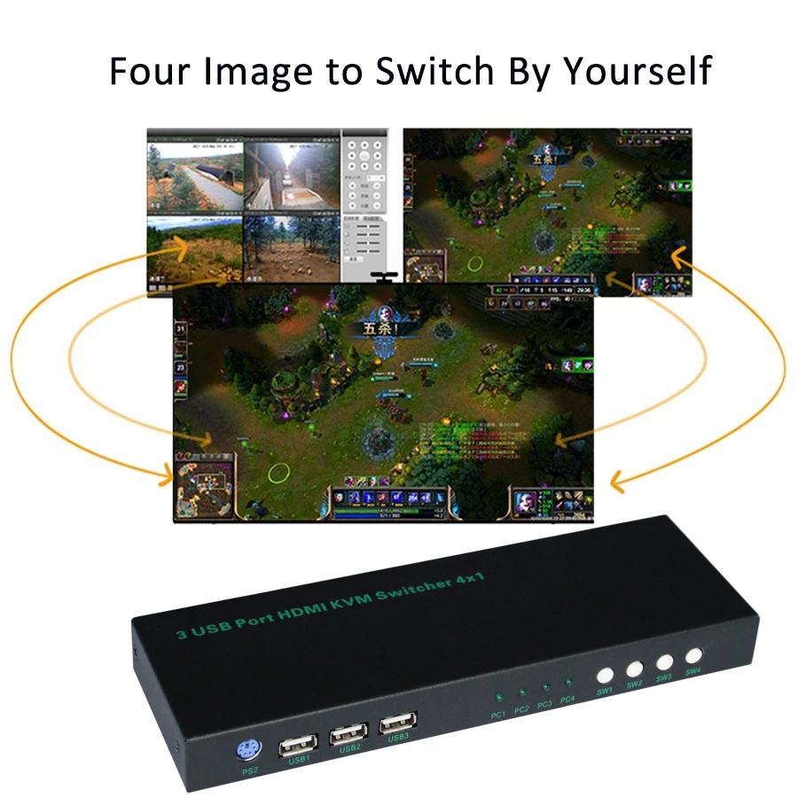 2018 новый 2 порта KVM коммутатор HDMI 4 USB К PS/2 Поддержка горячий ключ 0 2/4 порта|Кабели