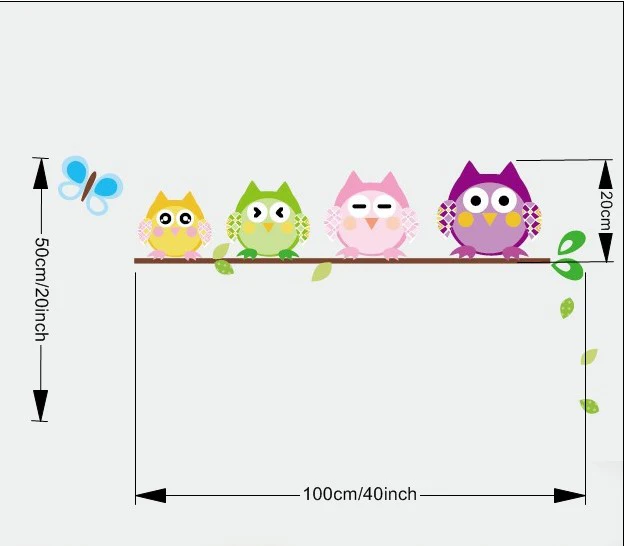Мудрые совы на красочном дереве настенные наклейки для детских комнат 1009B