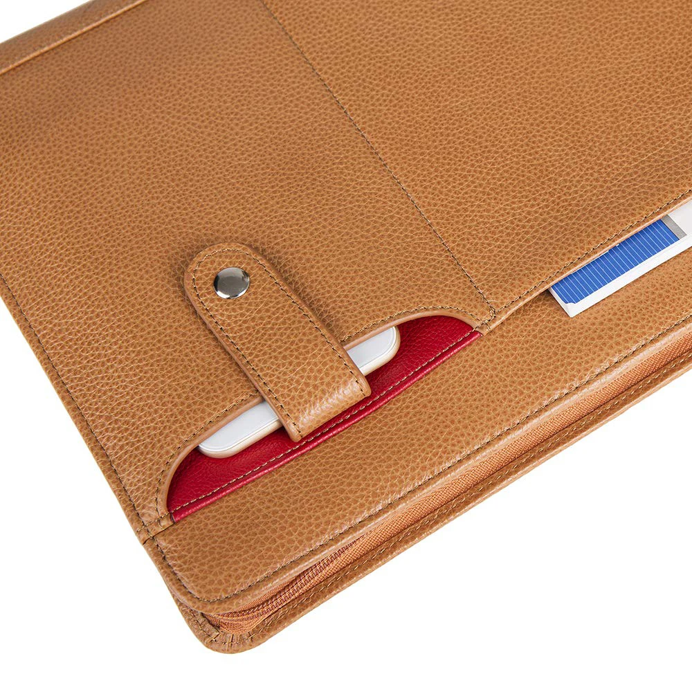 Handmade Genuine Leather Portfolio A4 Folder Document Organizer, Personalise Business Travel Padfolio Portfolio Case- Brown