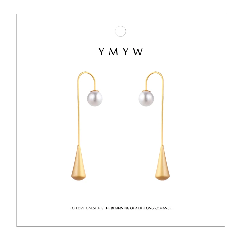 YMYW корейская мода геометрические длинные персонализированные жемчужные съемные