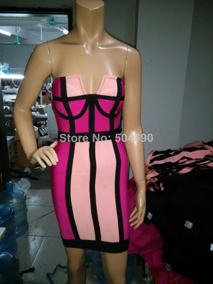 New Arrival Off The Shoulder HL Bandage Dress Fashion Sexy Women Bodycon Pink Strapless Party Evening Free Shopping | Свадьбы и