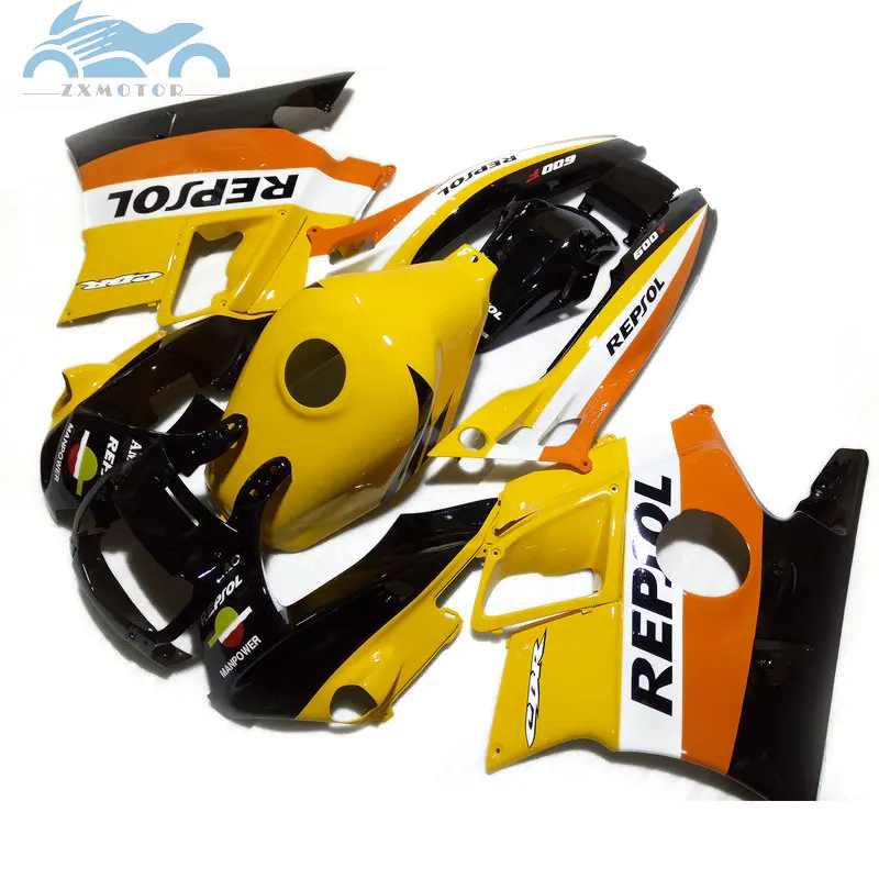 Полный комплект обтекателей для HONDA 91 92 93 94 CBR 600 F2 желтый репсол мотоцикла CBR600 1991