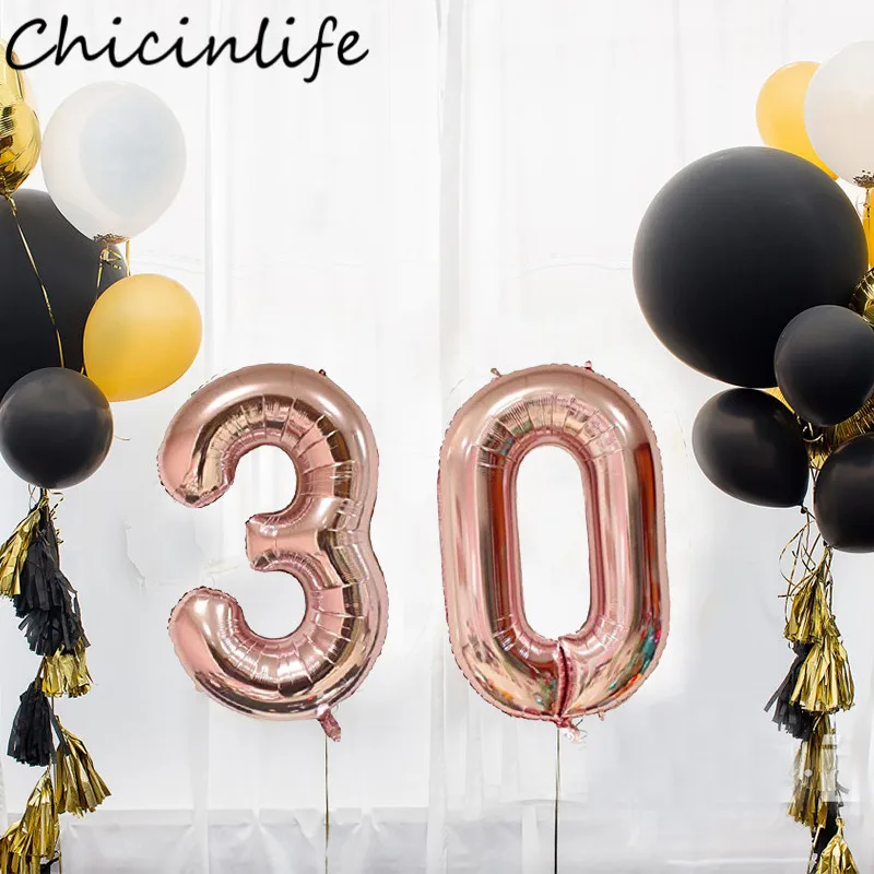 Chicinlife 2 шт 16 дюймовые фольгированные шары с цифрами 30/40/50/60 лет для взрослых дня