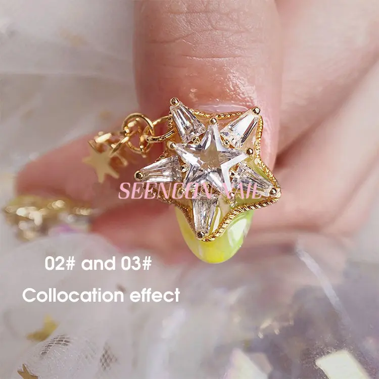 5 шт. Роскошные ногтей Книги по искусству jewelry циркон Звезда кадр ногтей Книги по искусству высокого класса ногтей магазин индивидуальные Сплав Подвеска цепи DIY nail фитинги