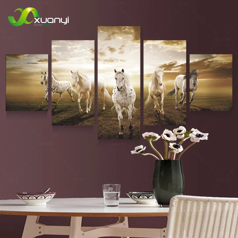 5 шт. настенные картины на холсте с изображением лошади|picture for living room|wall picturesoil