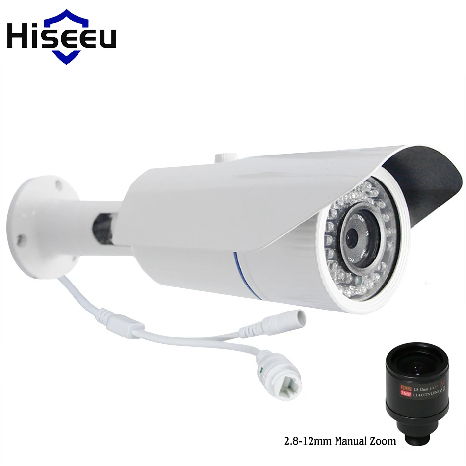 IP Камера 1.3MP 2.0MP HD сети переменным фокусным расстоянием 2.8-12 мм ручной зум POE