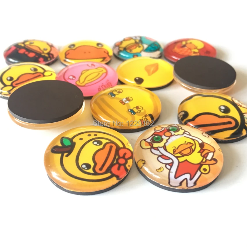 Бесплатная доставка (14 шт./лот) Симпатичная желтая утка круглая стеклянная