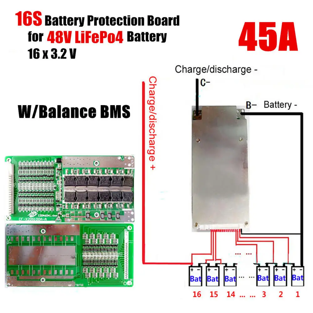 

16 String 45A 48V Lithium Battery Protection Board with Balance