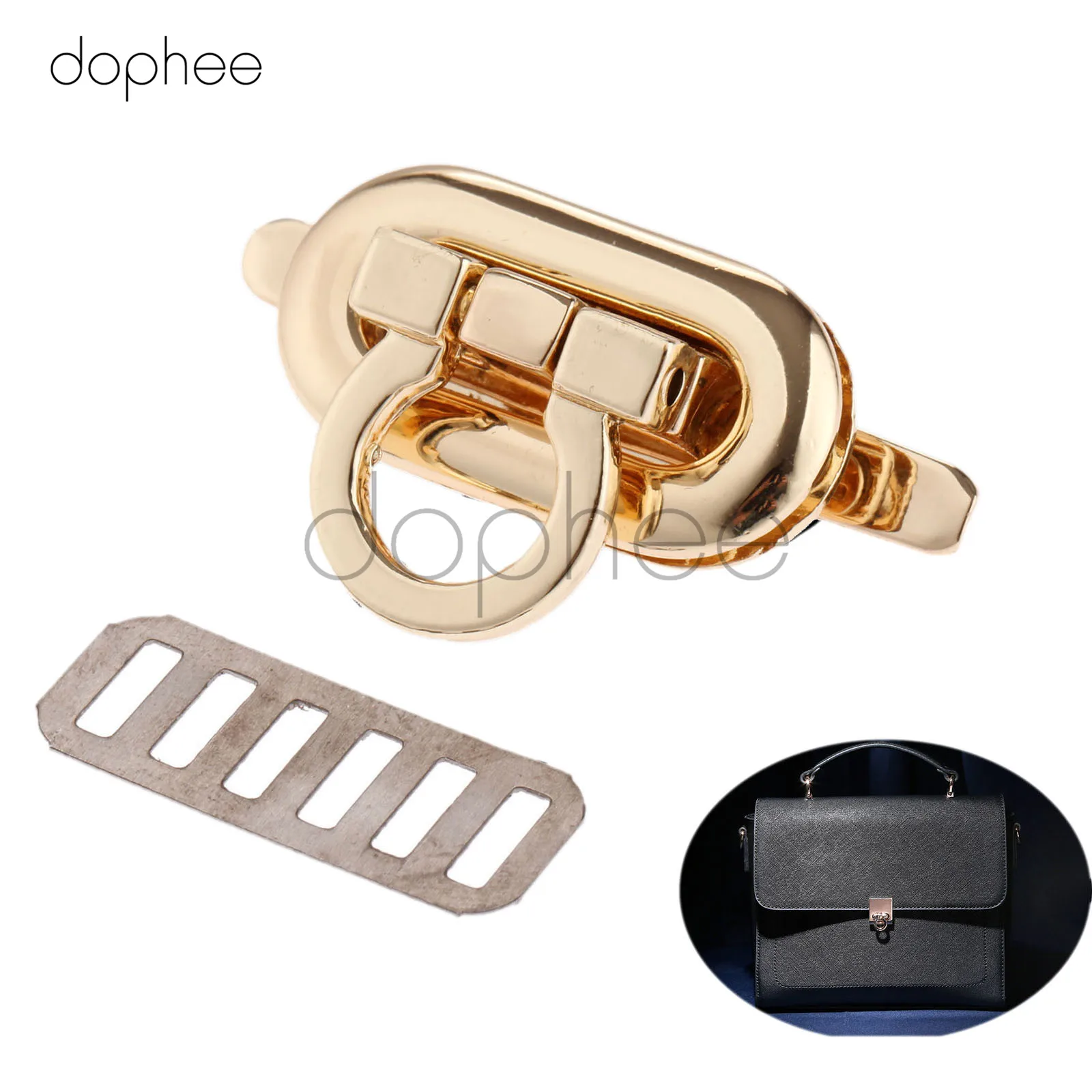 Gold Dophee 1 шт. 30*15 мм Пряжка для сумки из сплава поворотный замок защелки застежка для DIY модные женские сумки ремесло сумка кошелек Аппаратные средства - Цвет: Gold
