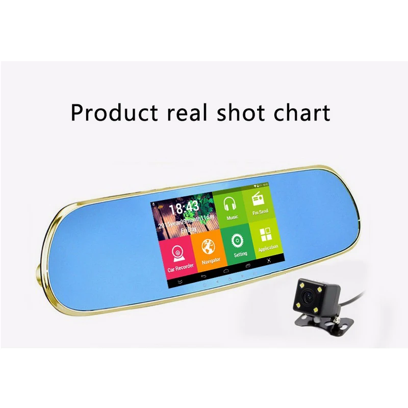 Видеорегистратор с двумя камерами и зеркалом заднего вида full hd 1080P 5