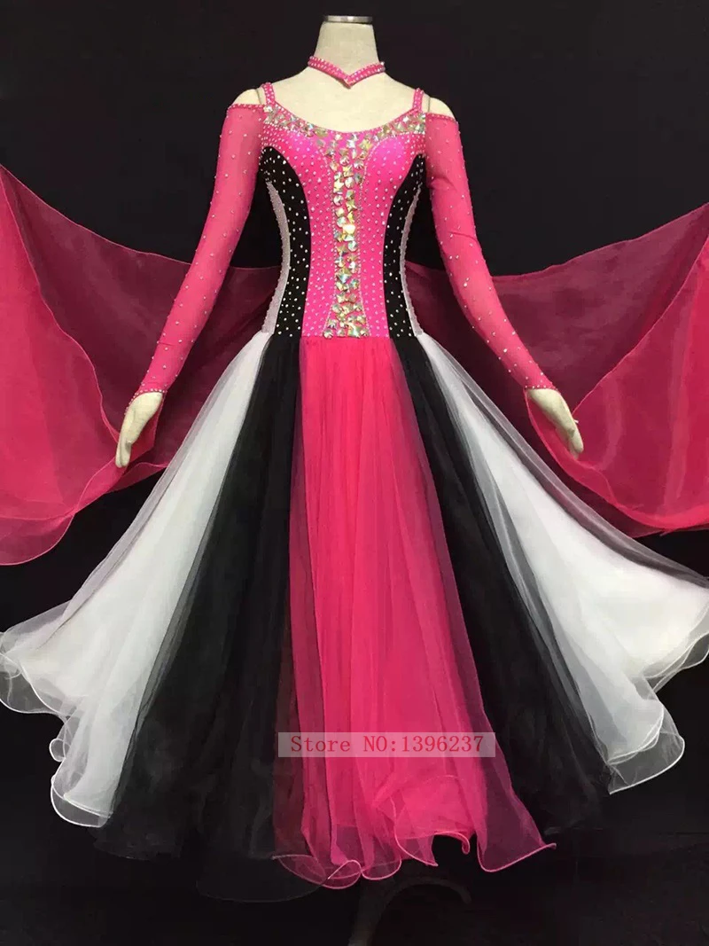 Стандартное платье для бальной комнаты женское Красочное с длинным рукавом юбка