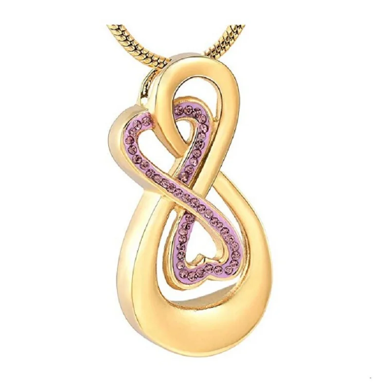 Фото IJD08 Infinity Love Урна Подвеска из нержавеющей стали Змеиная цепочка Украшения для кремации для праха для женщин Бесплатные инструменты для наполнения в комплекте №3