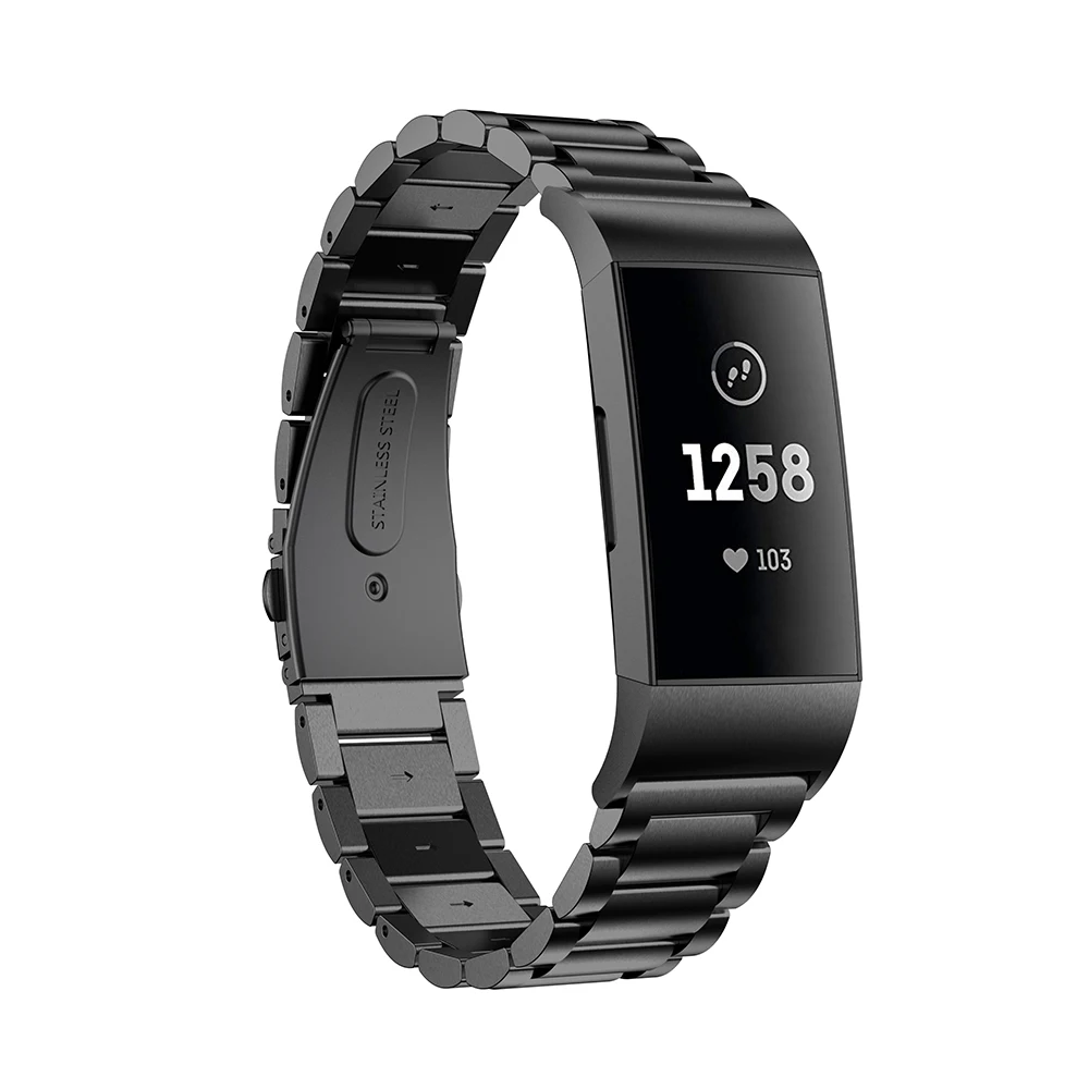 Ремешок из нержавеющей стали для Fitbit Charge 3 ремешок для Fitbit Charge 3 умный Браслет замена рогатки Пряжка твердый металлический ремень