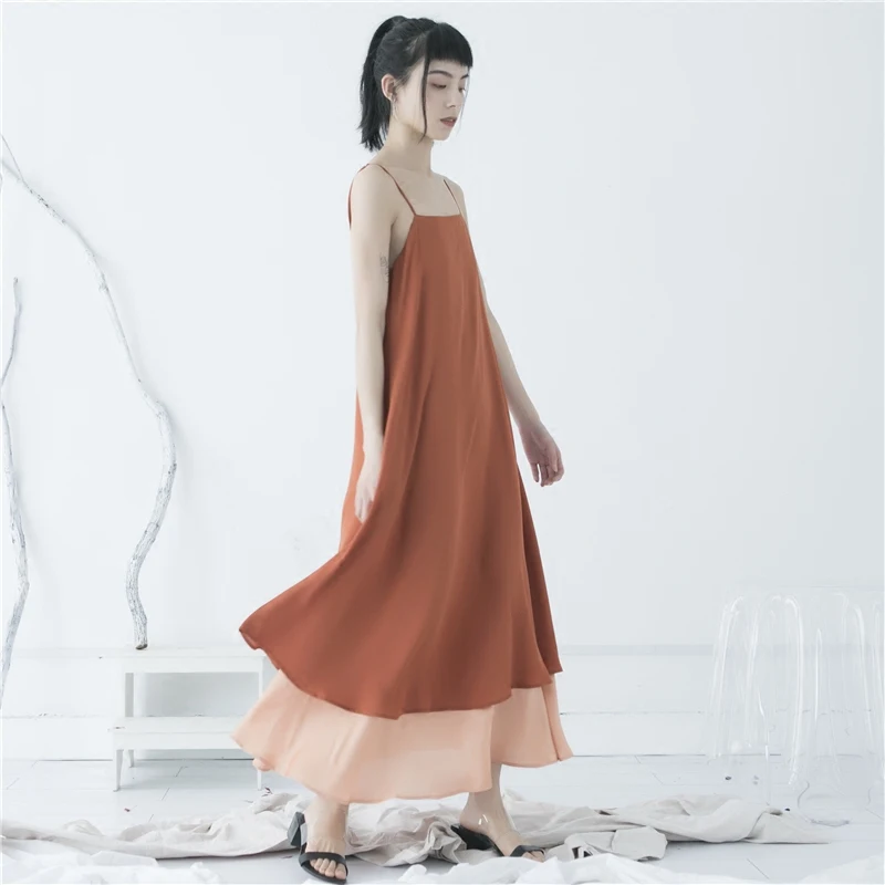 Cakucool 2020 Sexy Woman Bohemian Club Sleeveless Vest Long Dress Party Loose Flowy Double | Женская одежда