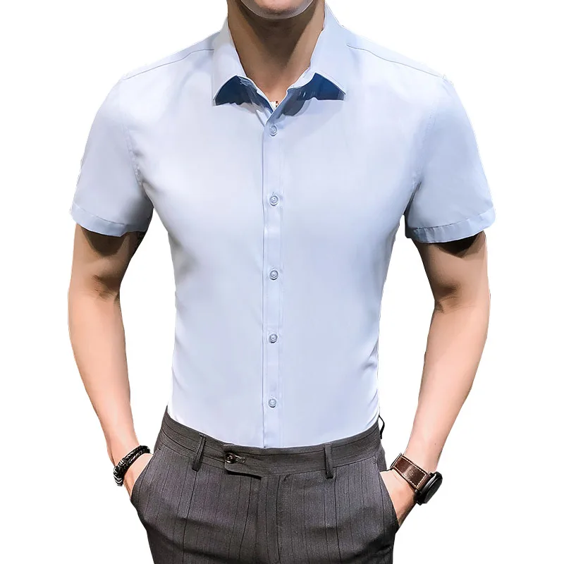 2018 новая брендовая мужская рубашка с коротким рукавом повседневная тонкая